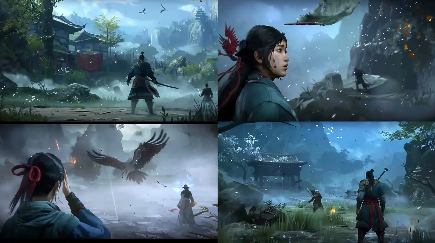 Ethereal Brushstrokes of Mythic Asian Landscapes - Midjourney sref style