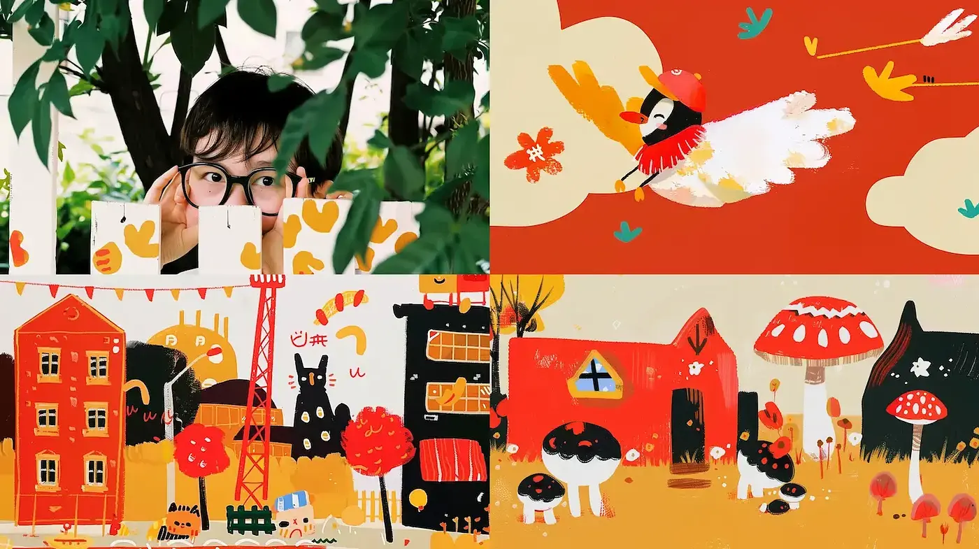 Vibrant and Whimsical Illustrative Style with Organic Elements - Midjourney sref style