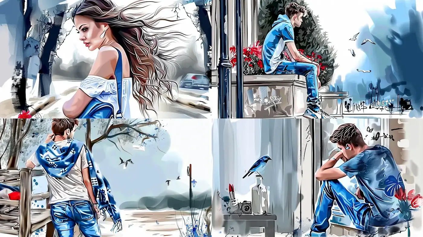 Contemporary Artistic Portraits with Nature Elements - Midjourney sref style