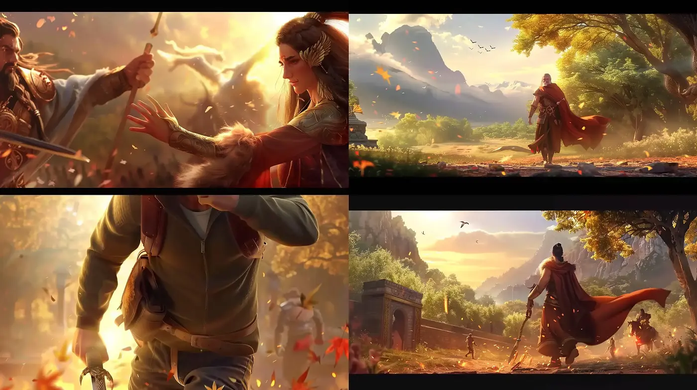 Epic Cinematic Tableaus with a Mythical Essence - Midjourney sref style