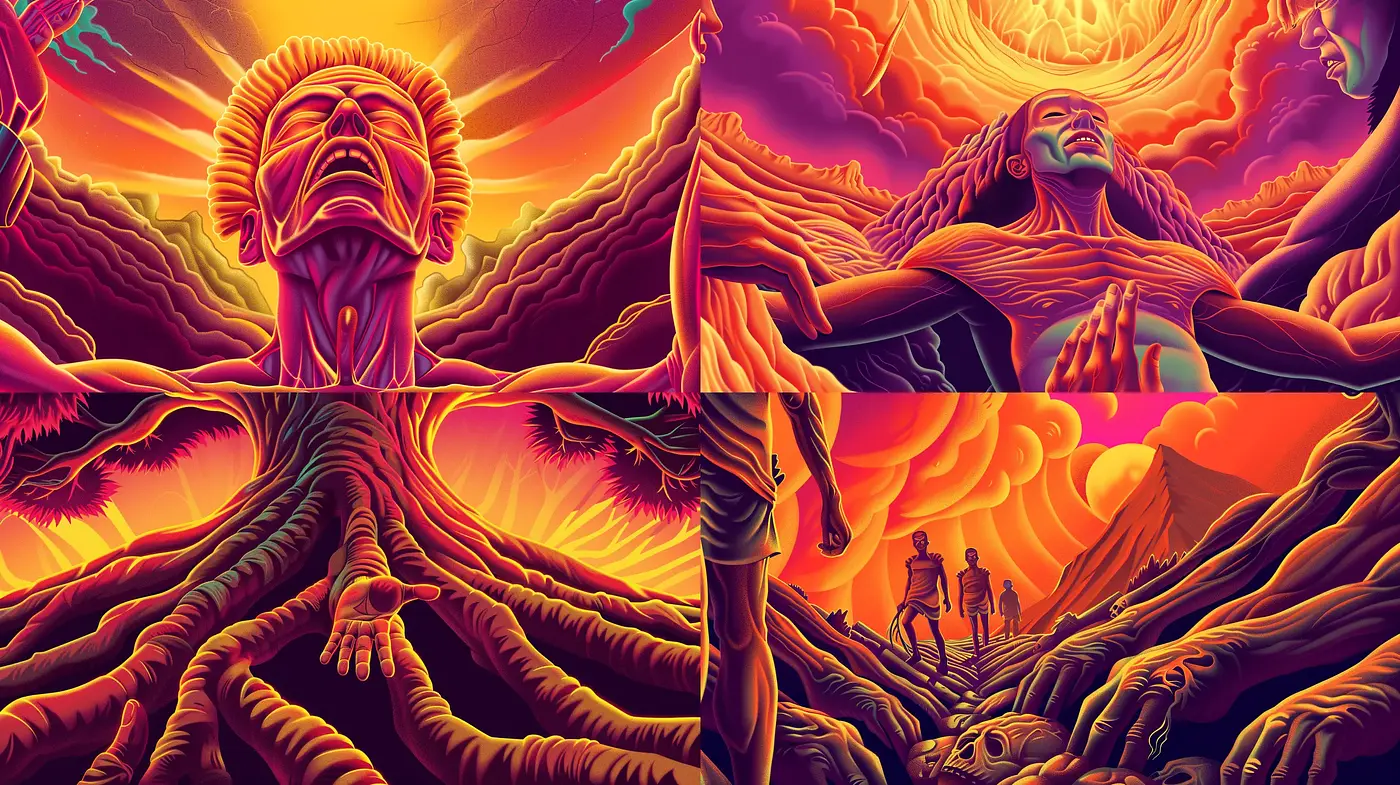 Psychedelic Dreamscape Fusion - Midjourney sref style