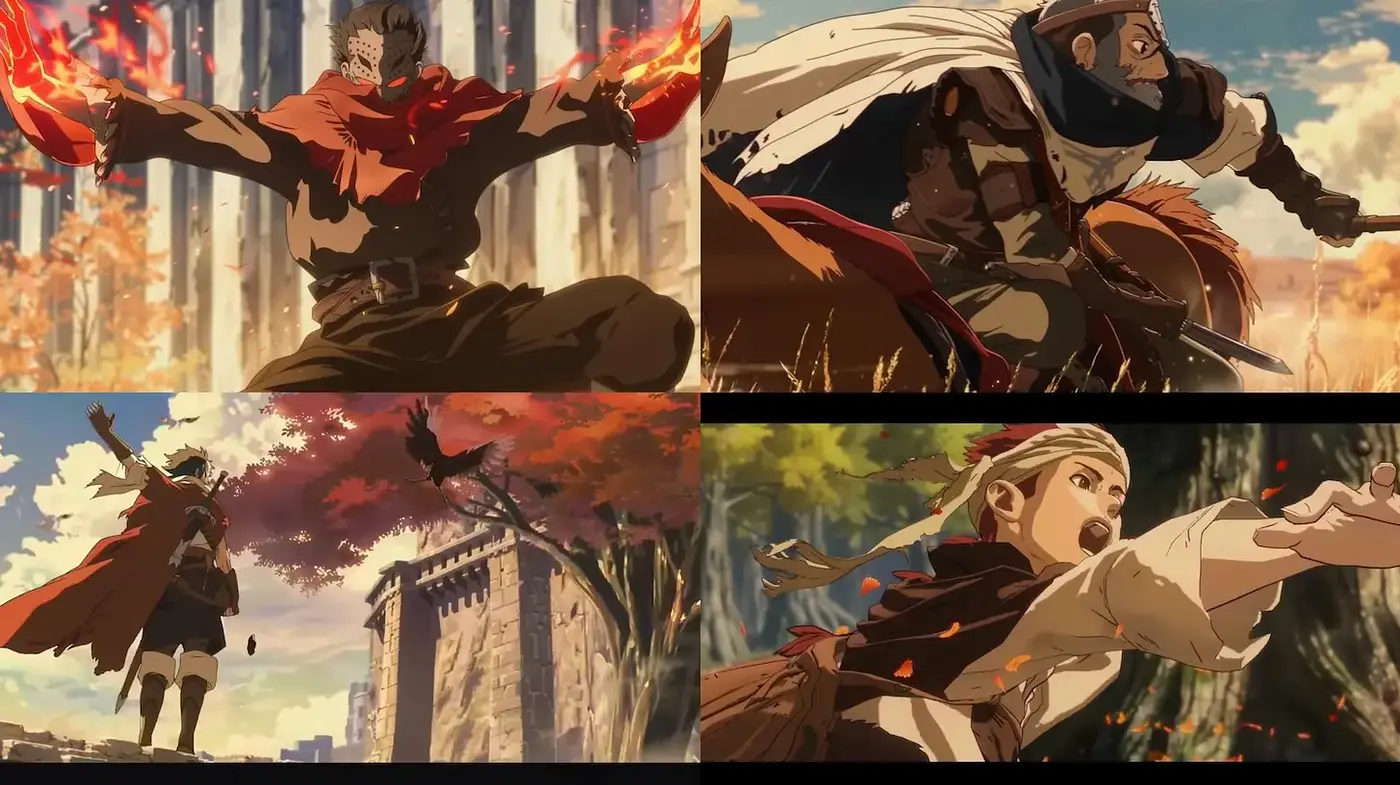 Dynamic and Epic Anime-Style Illustrations with Intense Emotional Expression - Midjourney sref style