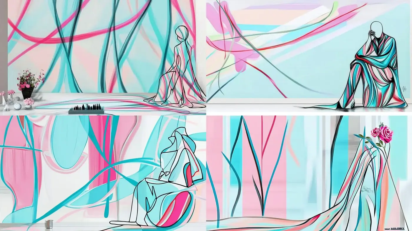 Ethereal Linework and Pastel Dreamscape - Midjourney sref style