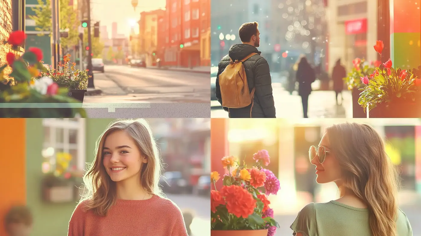 Dreamlike Urban Warmth: A Fusion of Sunlit Hues and Cityscape Nostalgia - Midjourney sref style