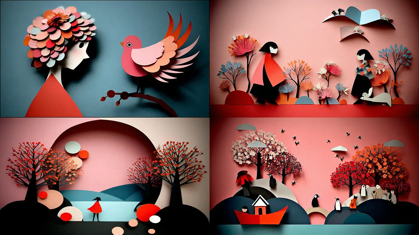 Whimsical Collage Art with Nature and Fantasy Themes - Midjourney sref style
