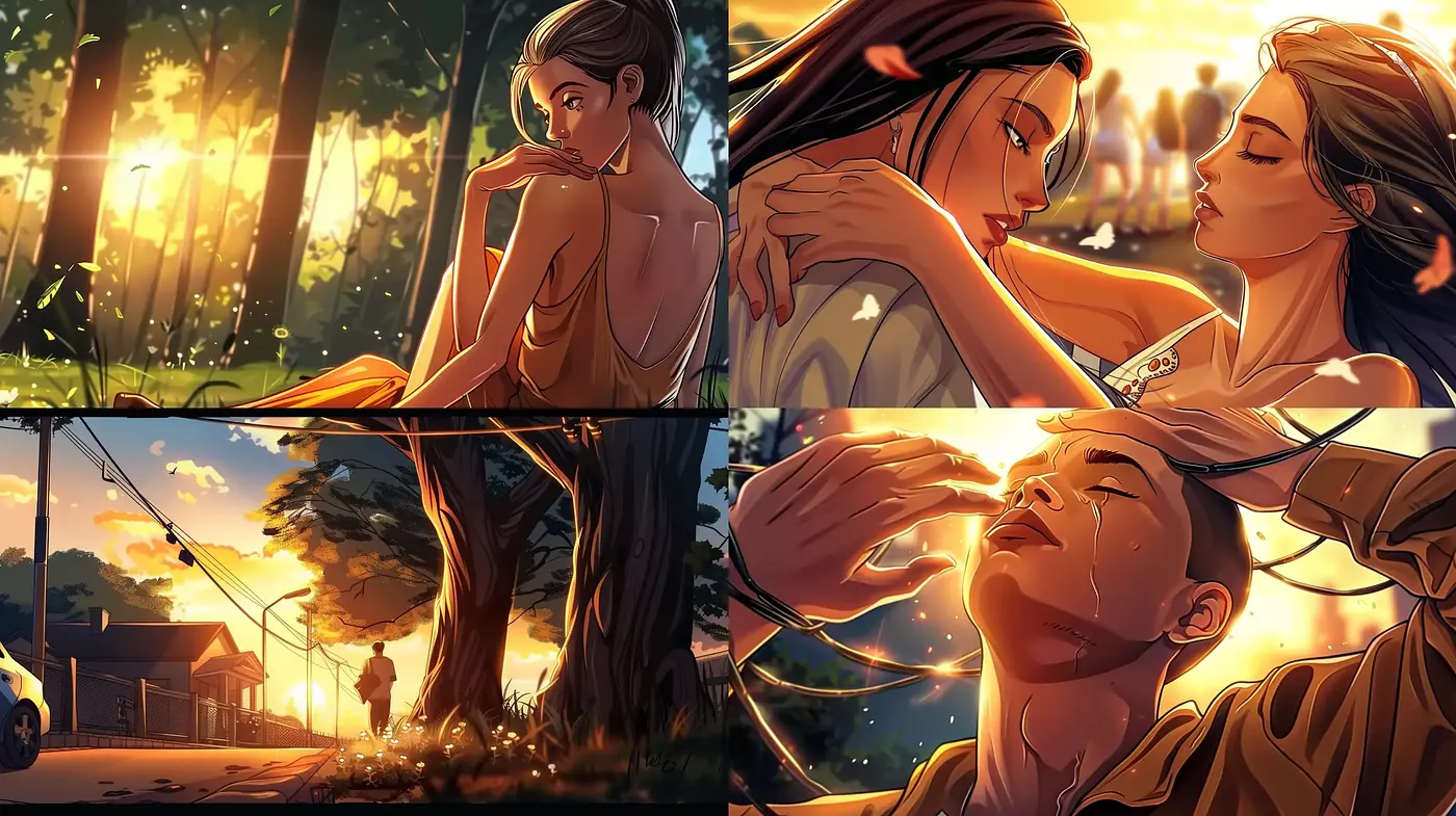 Warm Hues of Serene Sunset in Digital Illustration - Midjourney sref style