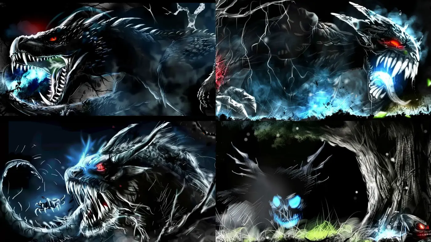 Ethereal Nocturnal Bestiary: An Artistic Exploration of Dark Fantasy Creatures - Midjourney sref style