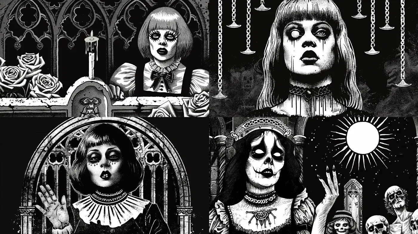 Gothic Noir Reverie: Darkly Poetic Visual Symphony - Midjourney sref style