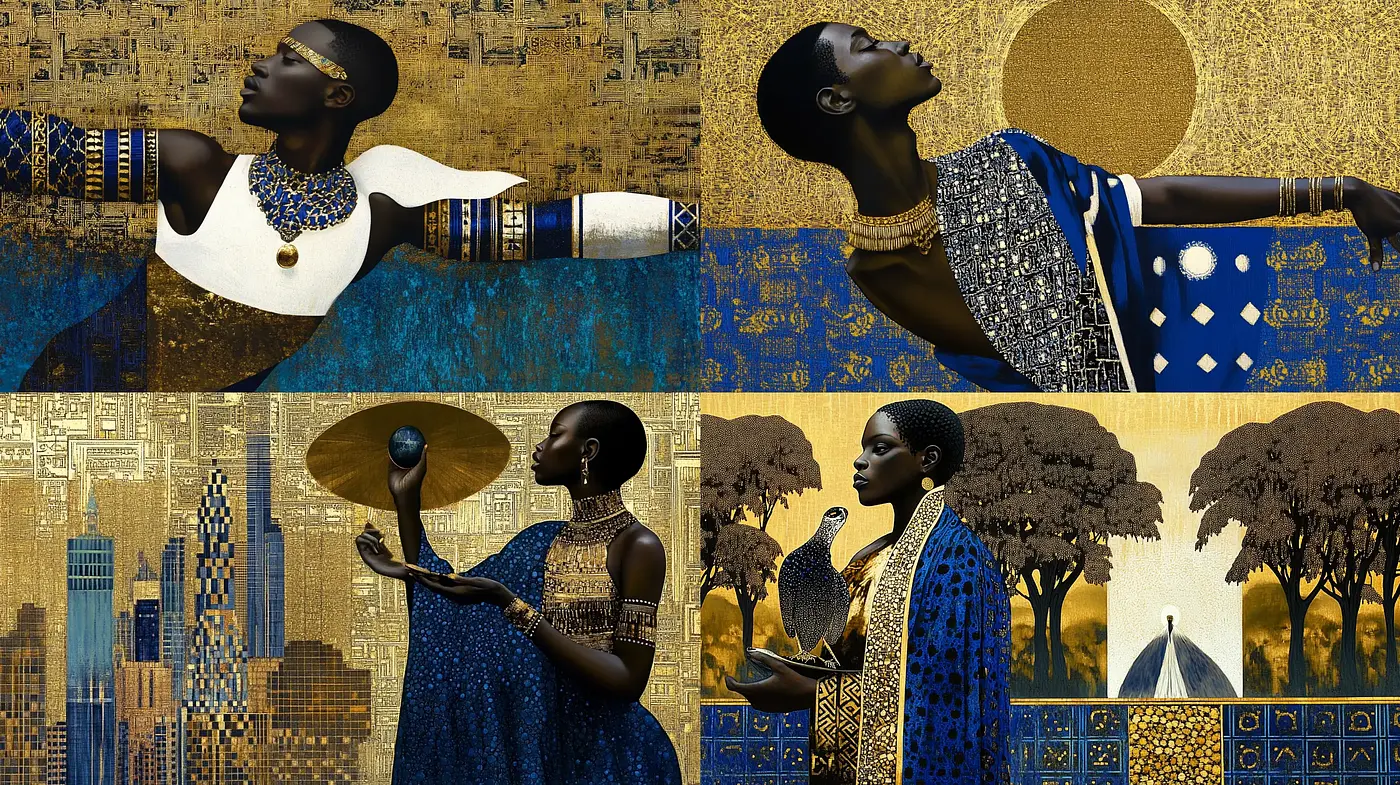 Golden Hues of Modern African Elegance - Midjourney sref style