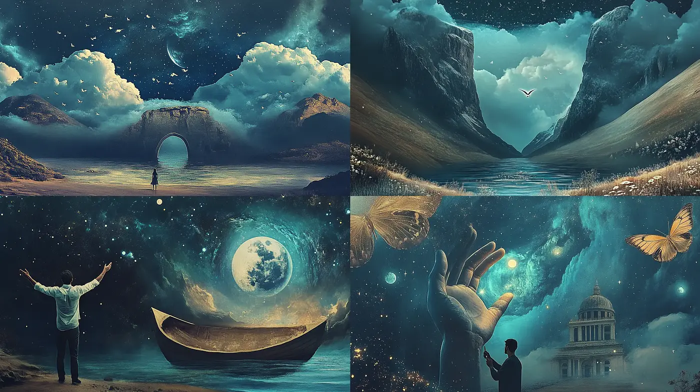 Ethereal Dreamscapes with Surreal Celestial Elements - Midjourney sref style