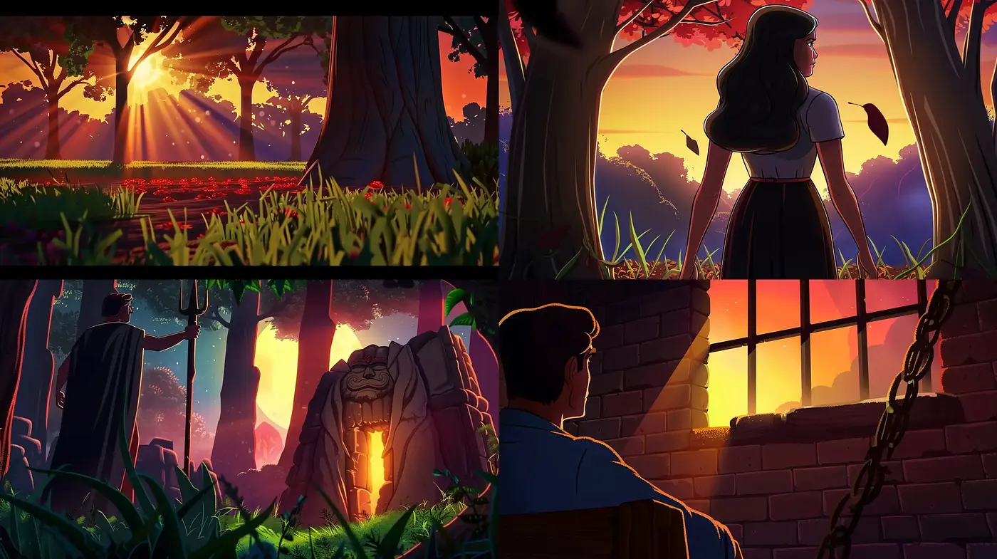 Twilight Embrace: Serene and Evocative Animation-Inspired Digital Art - Midjourney sref style