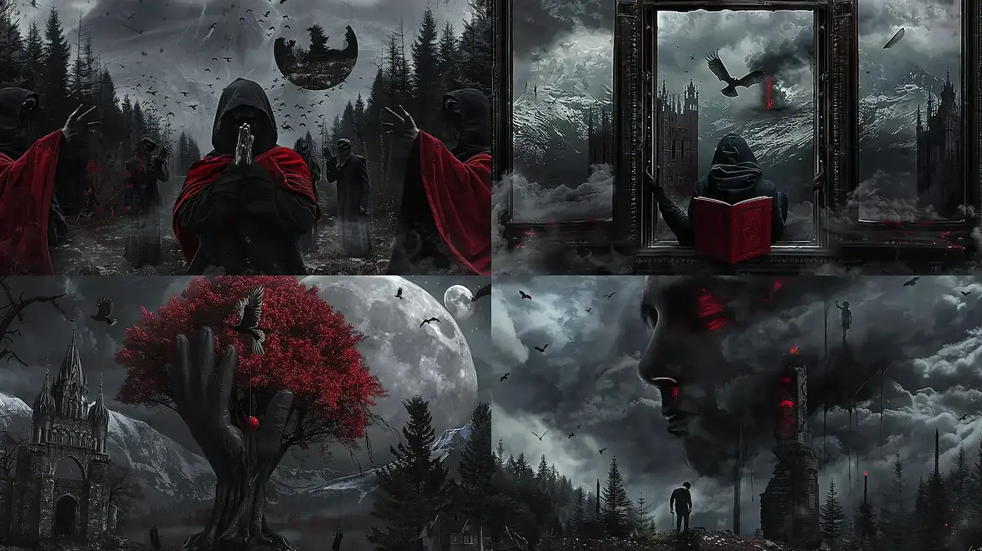 Dark and Ethereal Fantasies with Mystical Elements - Midjourney sref style
