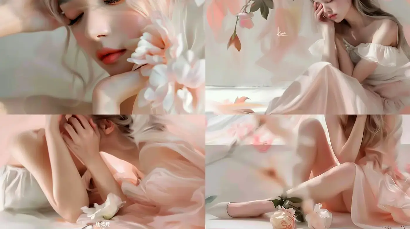 Soft and Ethereal Aesthetic with Floral Elements - Midjourney sref style