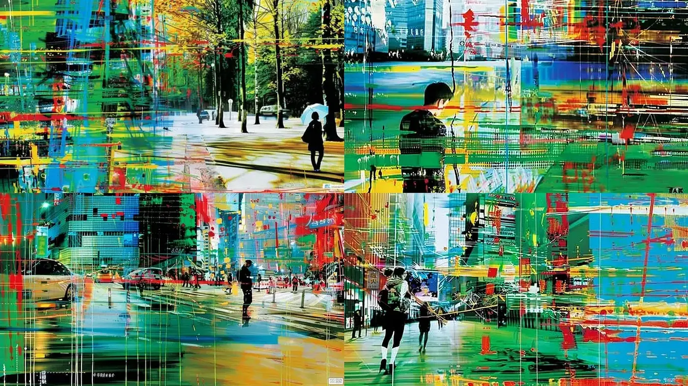 Dynamic Urban Abstract with Vibrant Textural Elements - Midjourney sref style