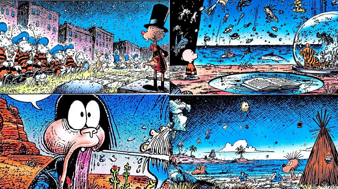 Cartoonish Vibrancy with Textural Depth and a Touch of Humor - Midjourney sref style