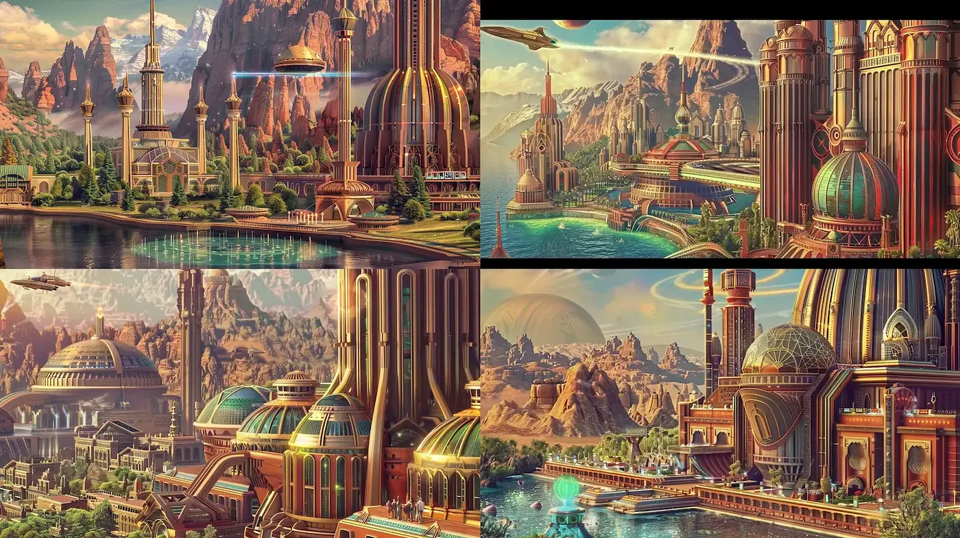 Futuristic Architectural Fantasy with a Touch of Nature - Midjourney sref style