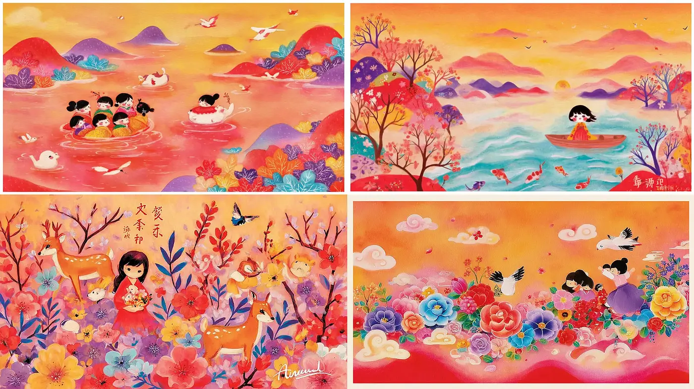 Vibrant and Whimsical Illustrations Infused with Cultural Elements - Midjourney sref style