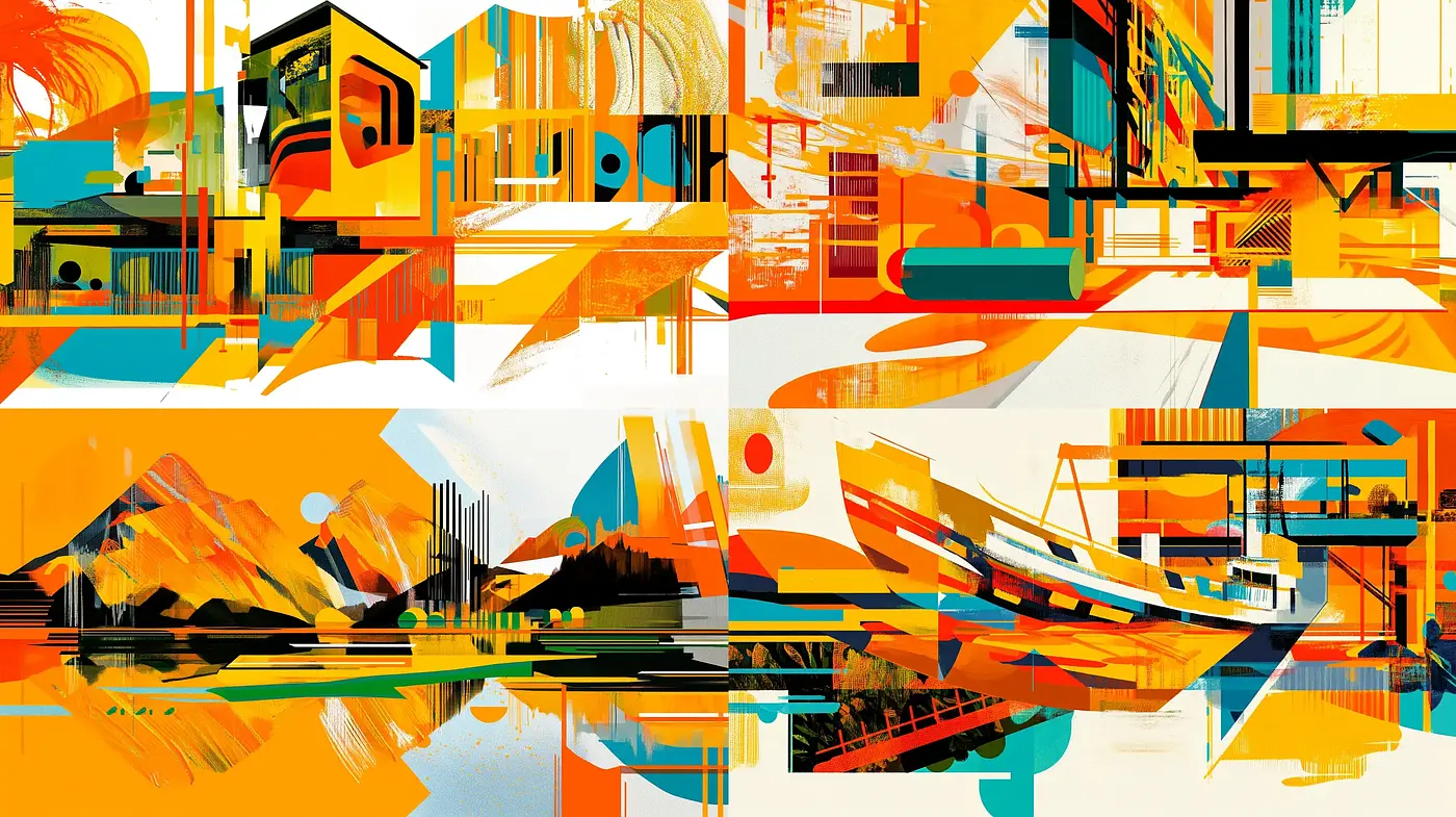Abstract Geometric Vibrancy: An Exploration in Bold Shapes and Colors - Midjourney sref style