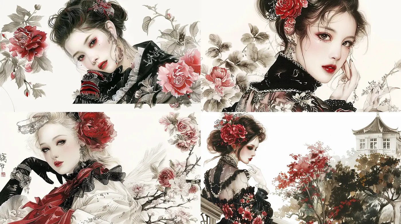 Ethereal Botanical Elegance in Monochromatic Harmony - Midjourney sref style