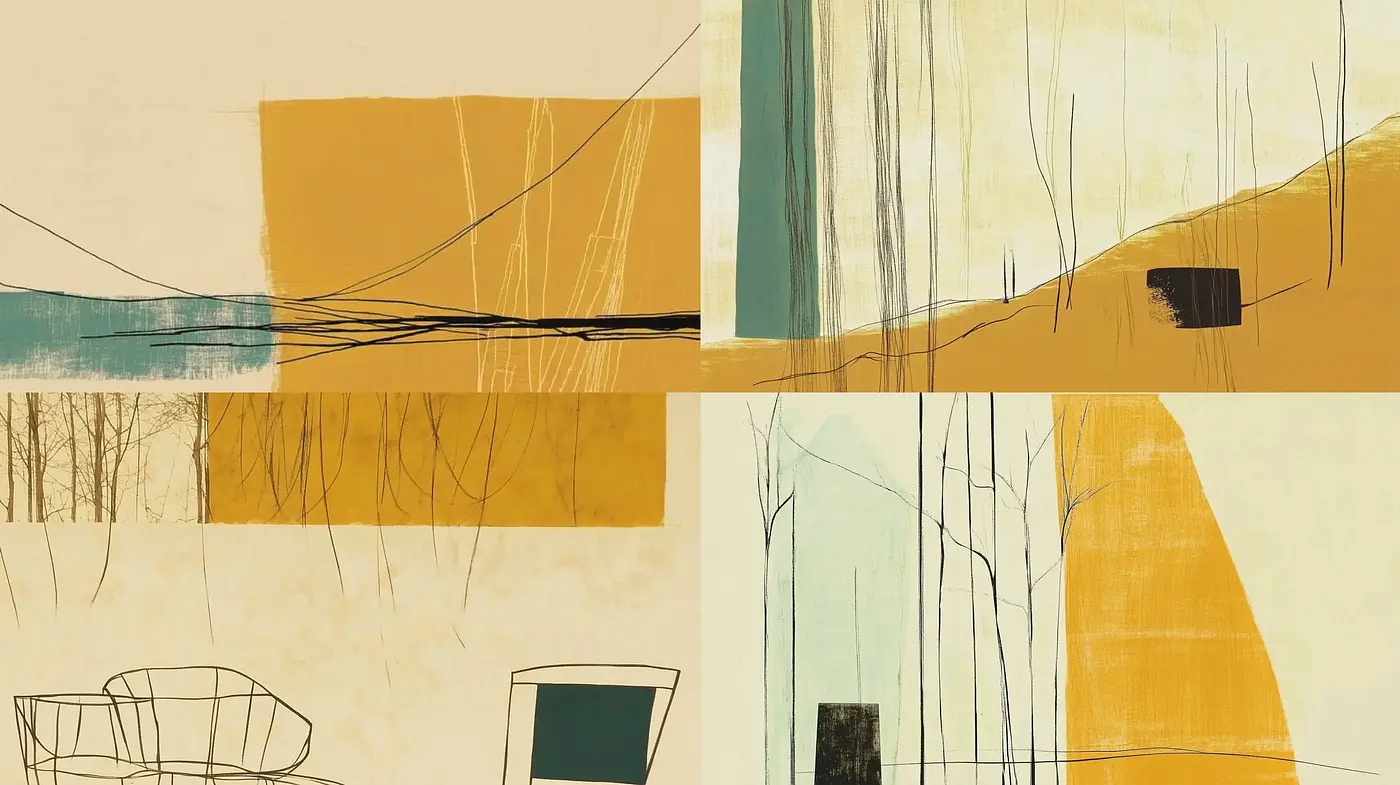Abstract Landscape Fusion with a Minimalist and Earthy Essence - Midjourney sref style