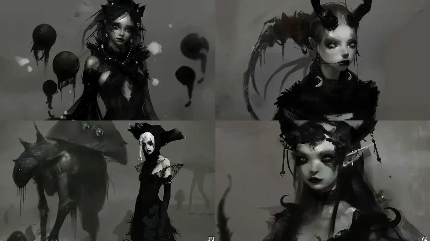 Eerie and Atmospheric Dark Fantasy Art with Surreal Elements - Midjourney sref style
