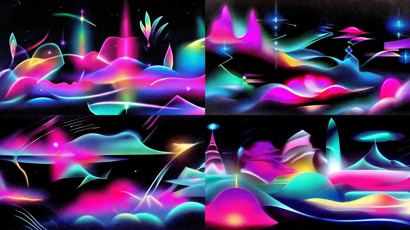 Vibrant Digital Abstraction with a Futuristic Aesthetic - Midjourney sref style