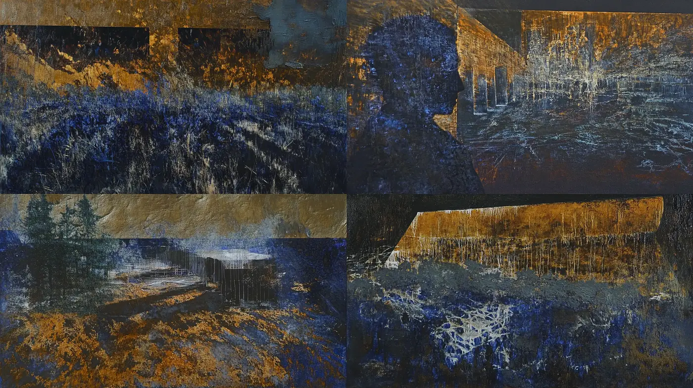 Ephemeral Twilight Dreamscape: A Study in Blue and Texture - Midjourney sref style