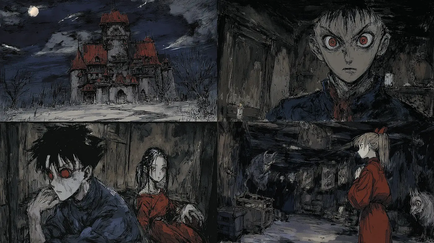 Eerie and Haunting Gothic Imagery with Expressive Characters - Midjourney sref style