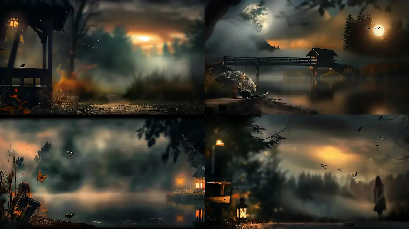 Mysterious and Atmospheric Landscape with Soft Lighting and Fluid Textures - Midjourney sref style