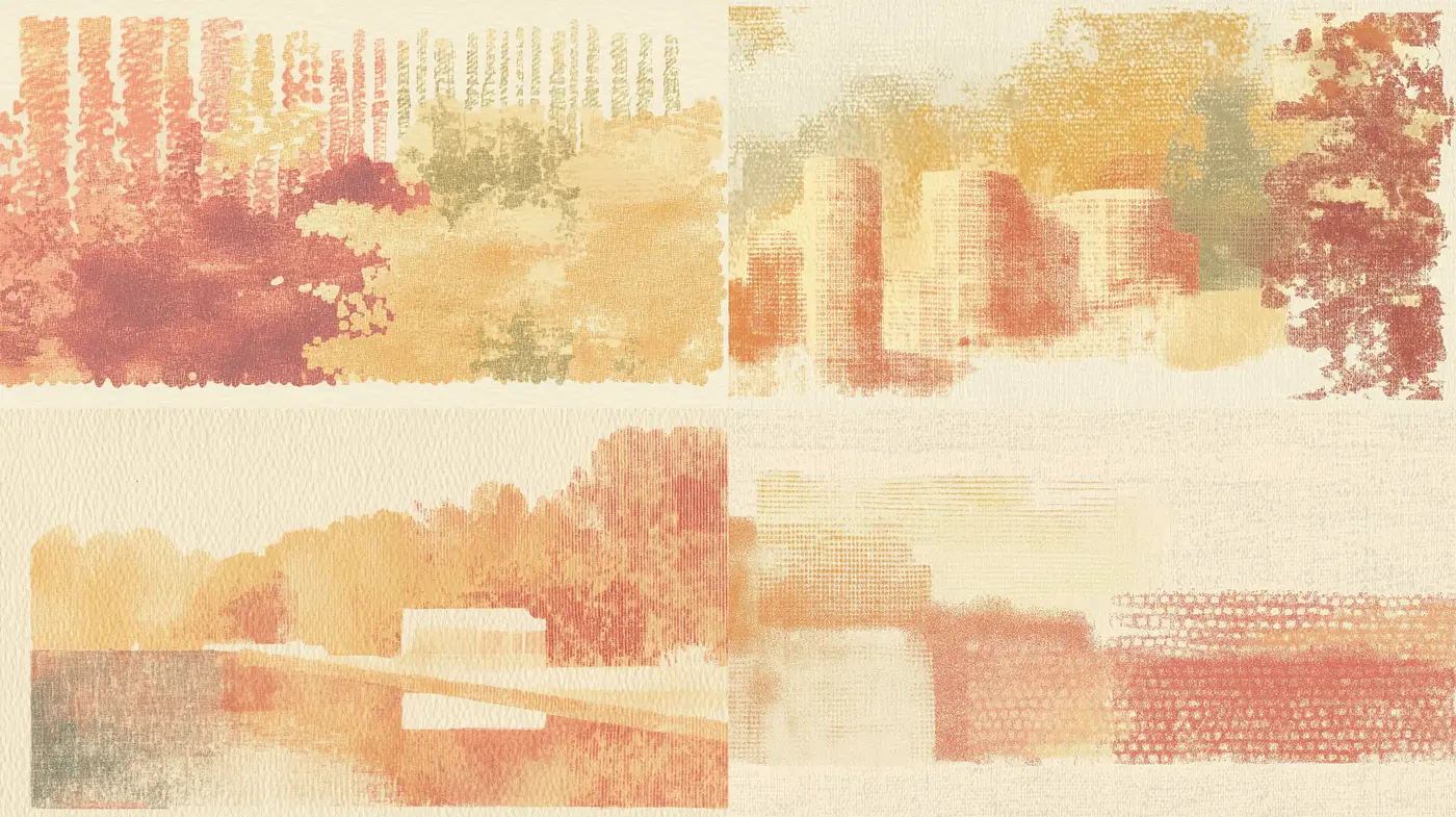 Warm-toned Abstract Textural Harmony - Midjourney sref style