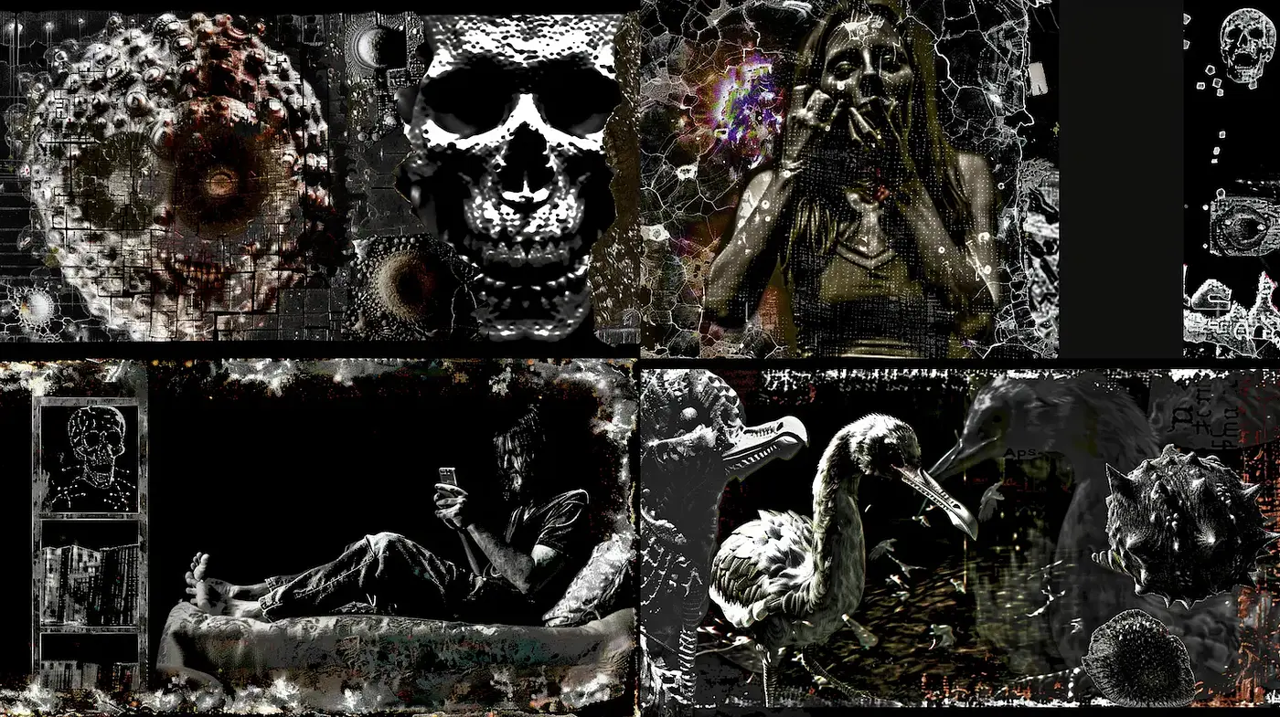 Darkly Surreal and Textured Visions with Haunting Depth - Midjourney sref style