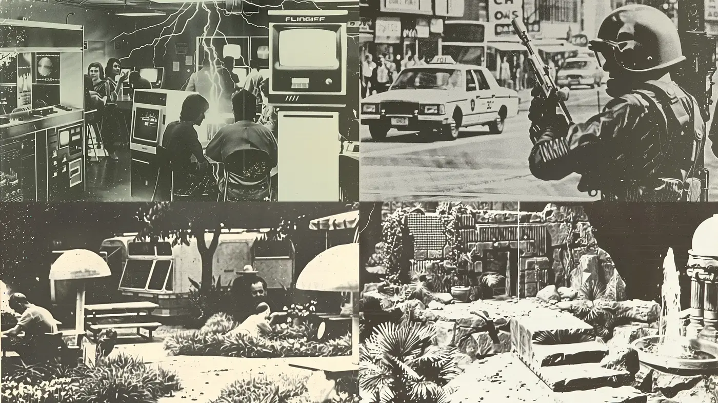 Sepia-Toned Chrononauts' Collage - Midjourney sref style