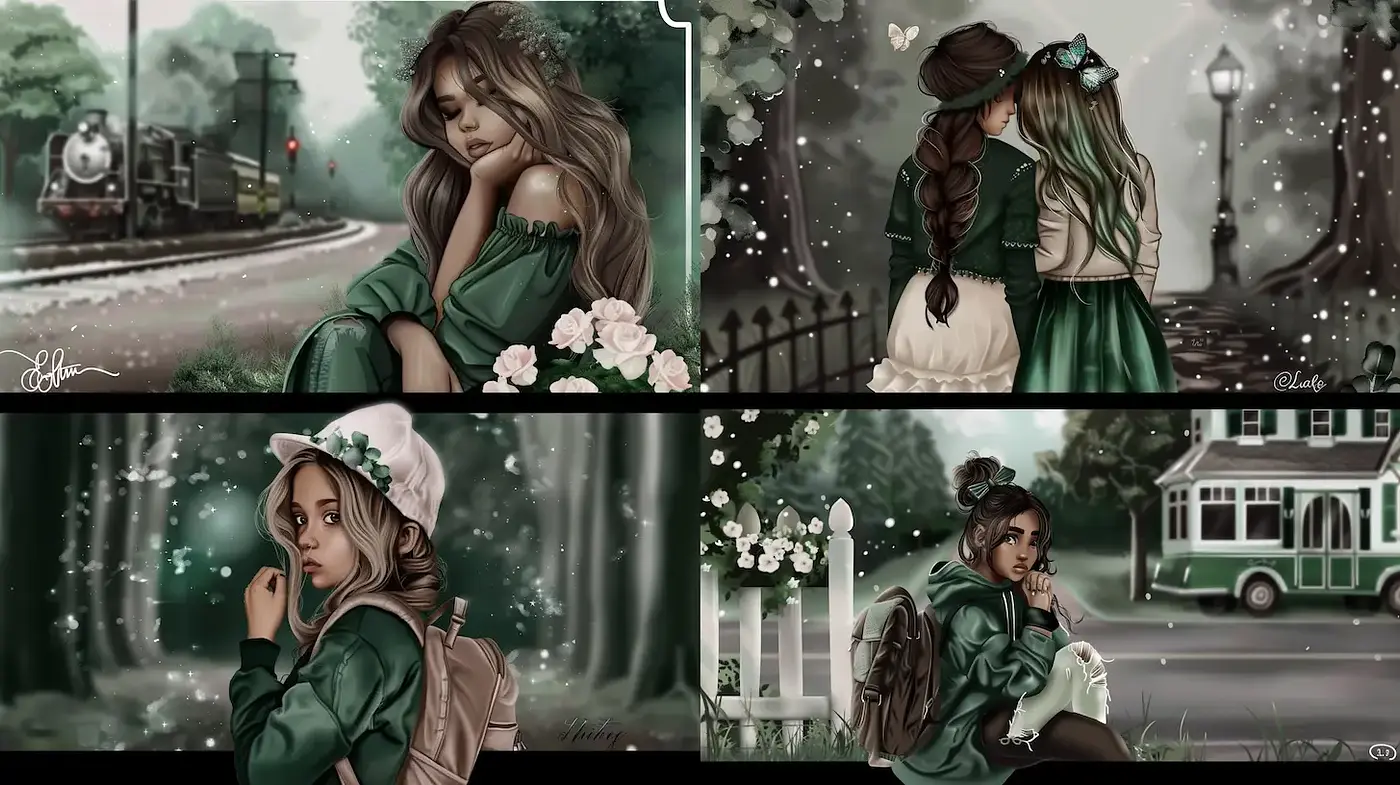 Serene and Whimsical Illustrations Featuring Nature and Emotion - Midjourney sref style
