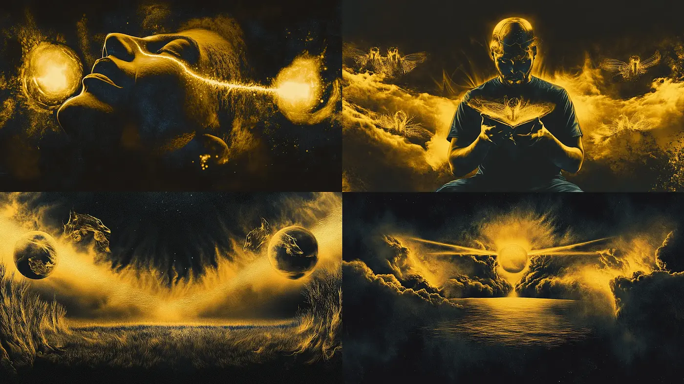 Astral Dreamscape in Luminous Sepia Tones - Midjourney sref style