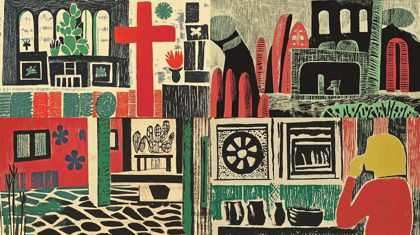 Eclectic Tapestry of Vivid Textures and Folk Art Whimsy - Midjourney sref style