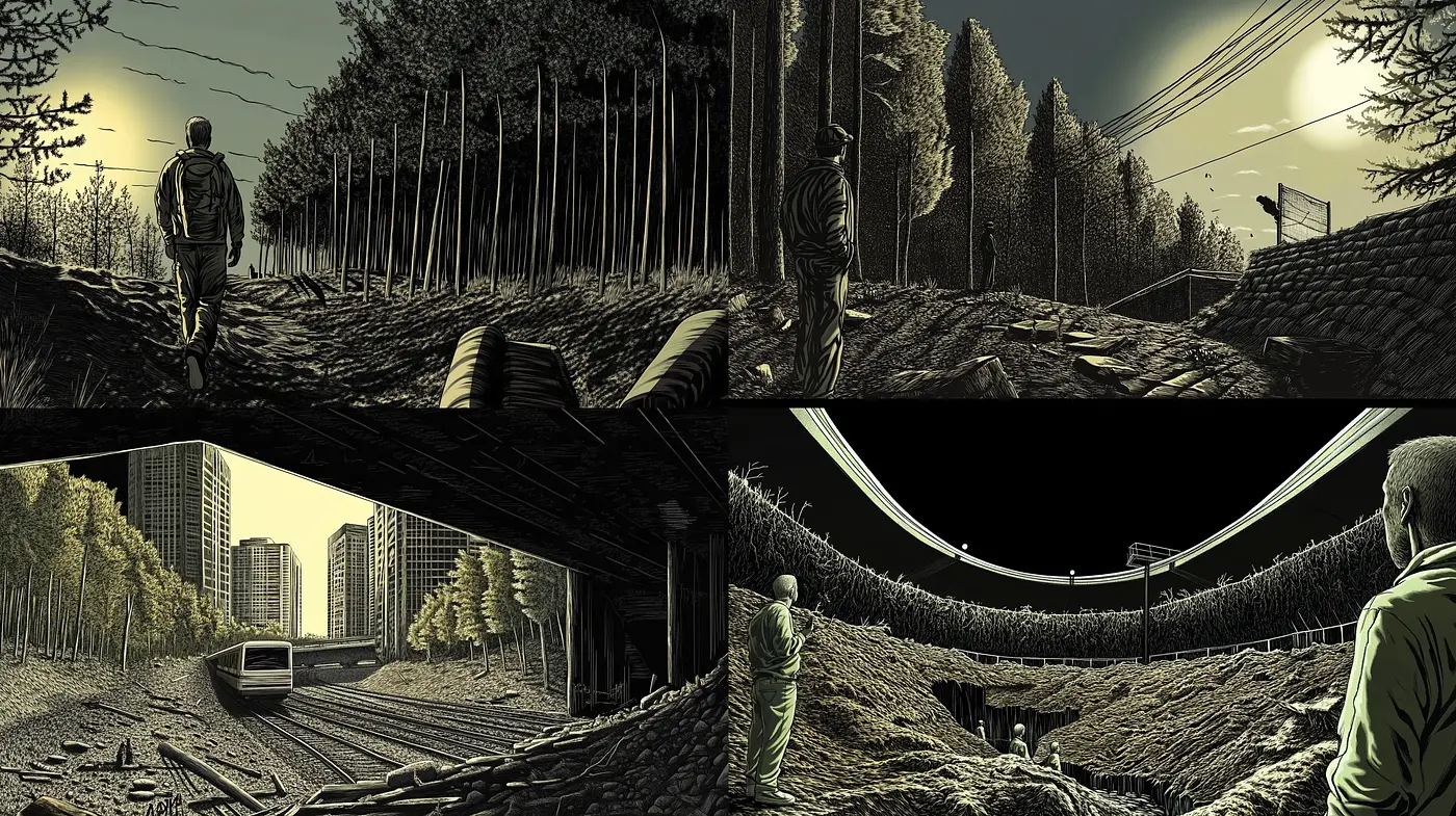 Nocturnal Hues and Graphic Novel Contrasts - Midjourney sref style