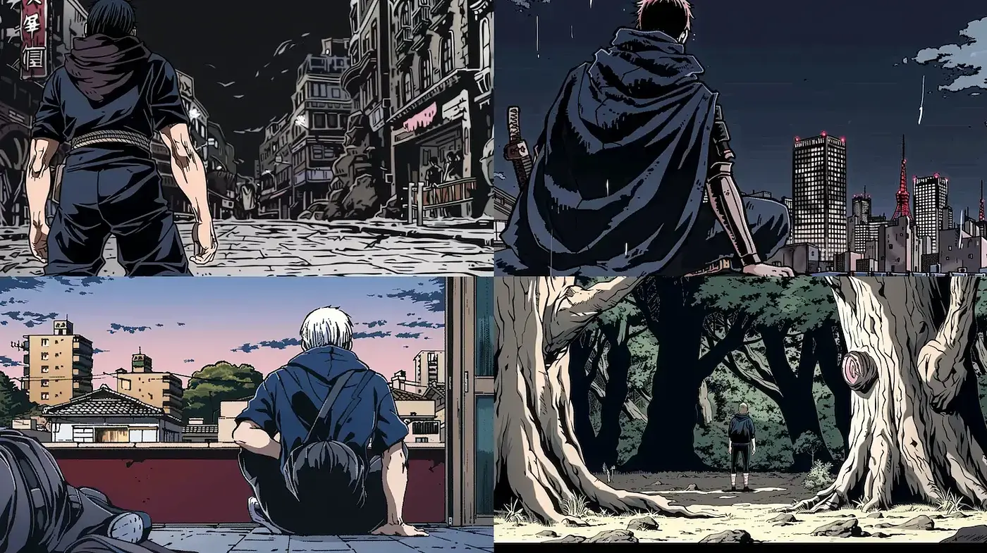 Cinematic Noir Inspired Urban Landscape with a Futuristic Twist - Midjourney sref style