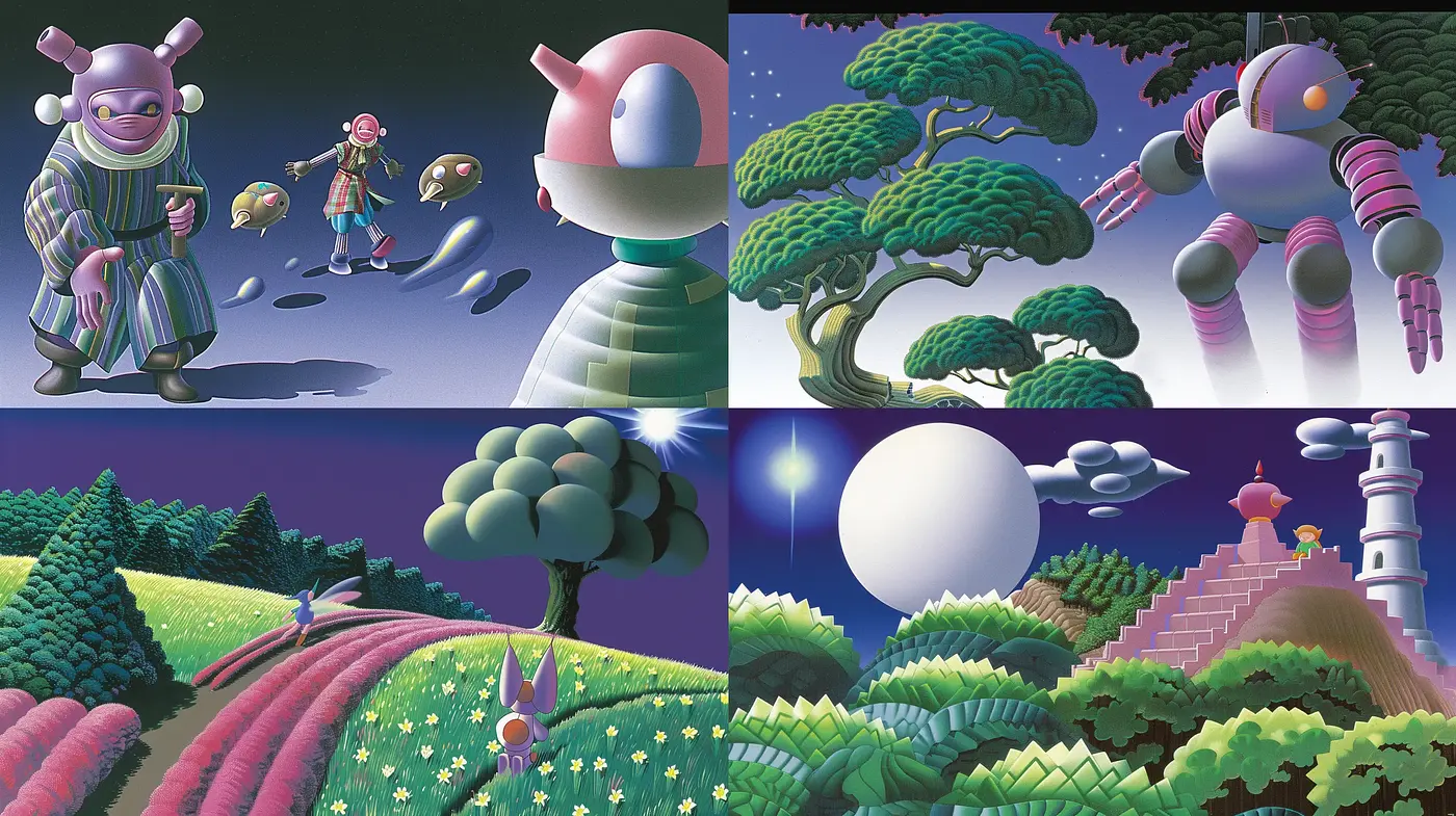 Surreal Dreamscapes with Vibrant Cartoon Realism - Midjourney sref style