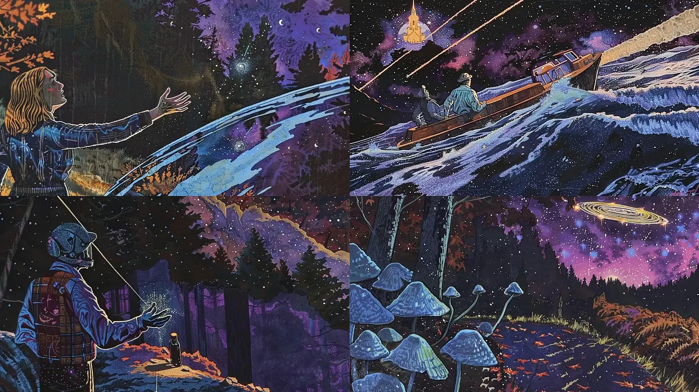 Intergalactic Dreamscapes: A Synthesis of Surrealism and Space Age Aesthetics - Midjourney sref style
