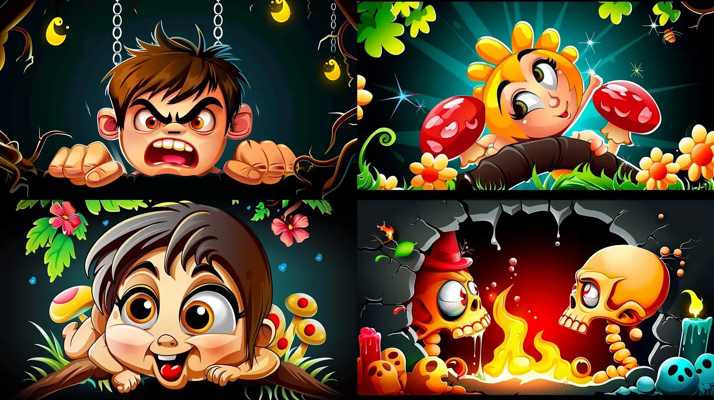Exuberant Cartoon Fantasy with a Luminous and Vivid Design Aesthetic - Midjourney sref style