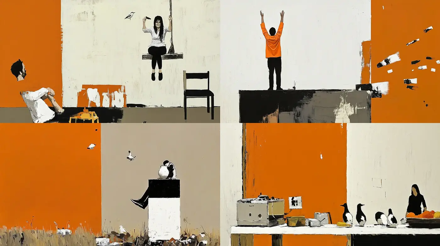 Contrasted Minimalism with an Abstract Expressionist Influence - Midjourney sref style