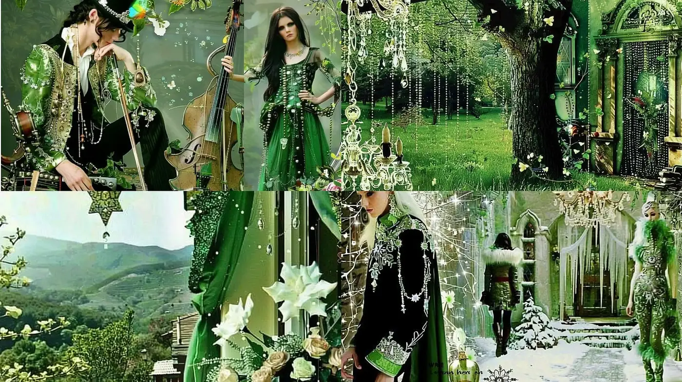 Enchanted Verdant Dreamscape: A Lush, Textured Synthesis of Fantasy and Baroque Influences - Midjourney sref style