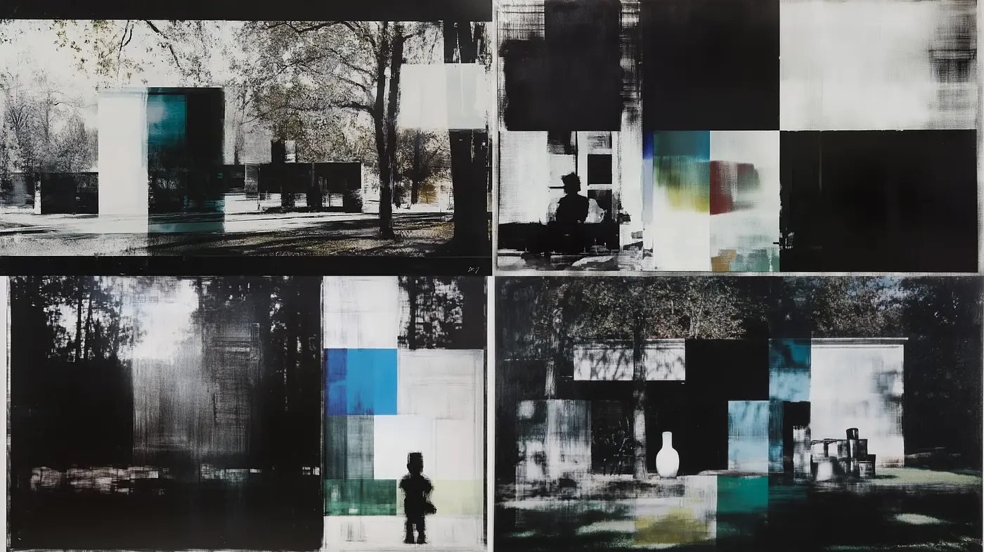 Abstract Expressionist Distortion Through a Monochromatic Lens - Midjourney sref style