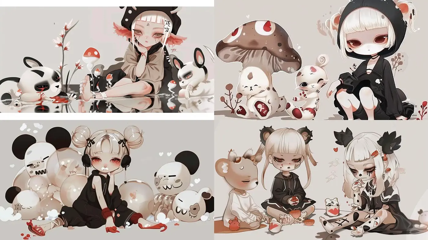 Whimsical Monochrome Dreamscape with Surrealist Overtones - Midjourney sref style