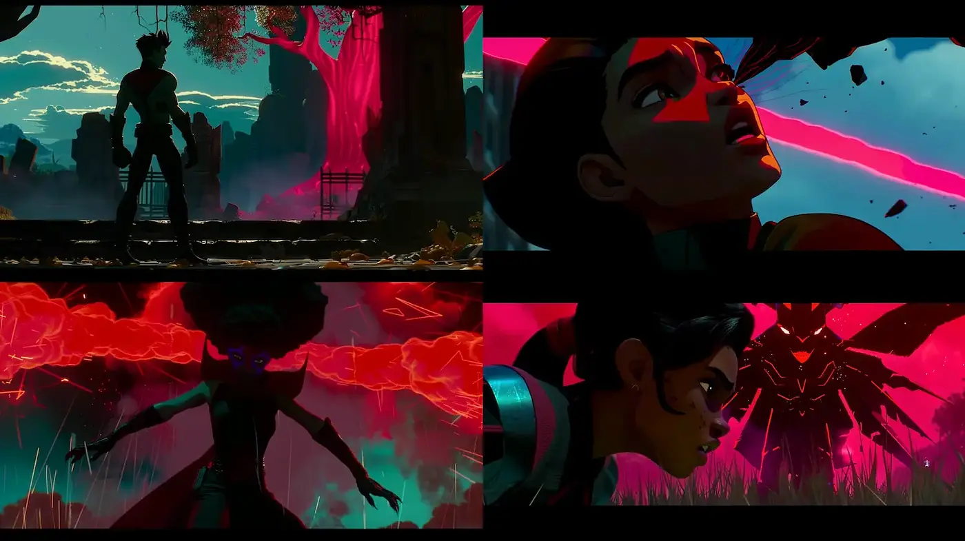 Stylized Dynamic Imagery with Strong Visual Contrast and Vibrant Aesthetics - Midjourney sref style
