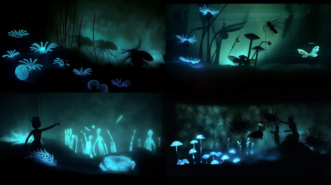 Ethereal Nocturnal Dreamscape in Luminous Bioluminescence - Midjourney sref style