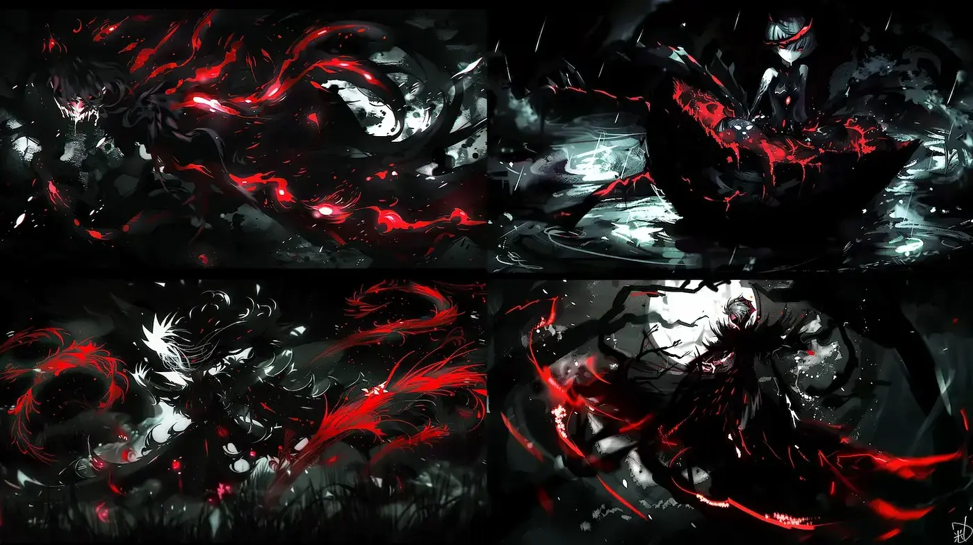 Dynamic and Intense Dark Fantasy Art With a Sinister Aesthetic - Midjourney sref style