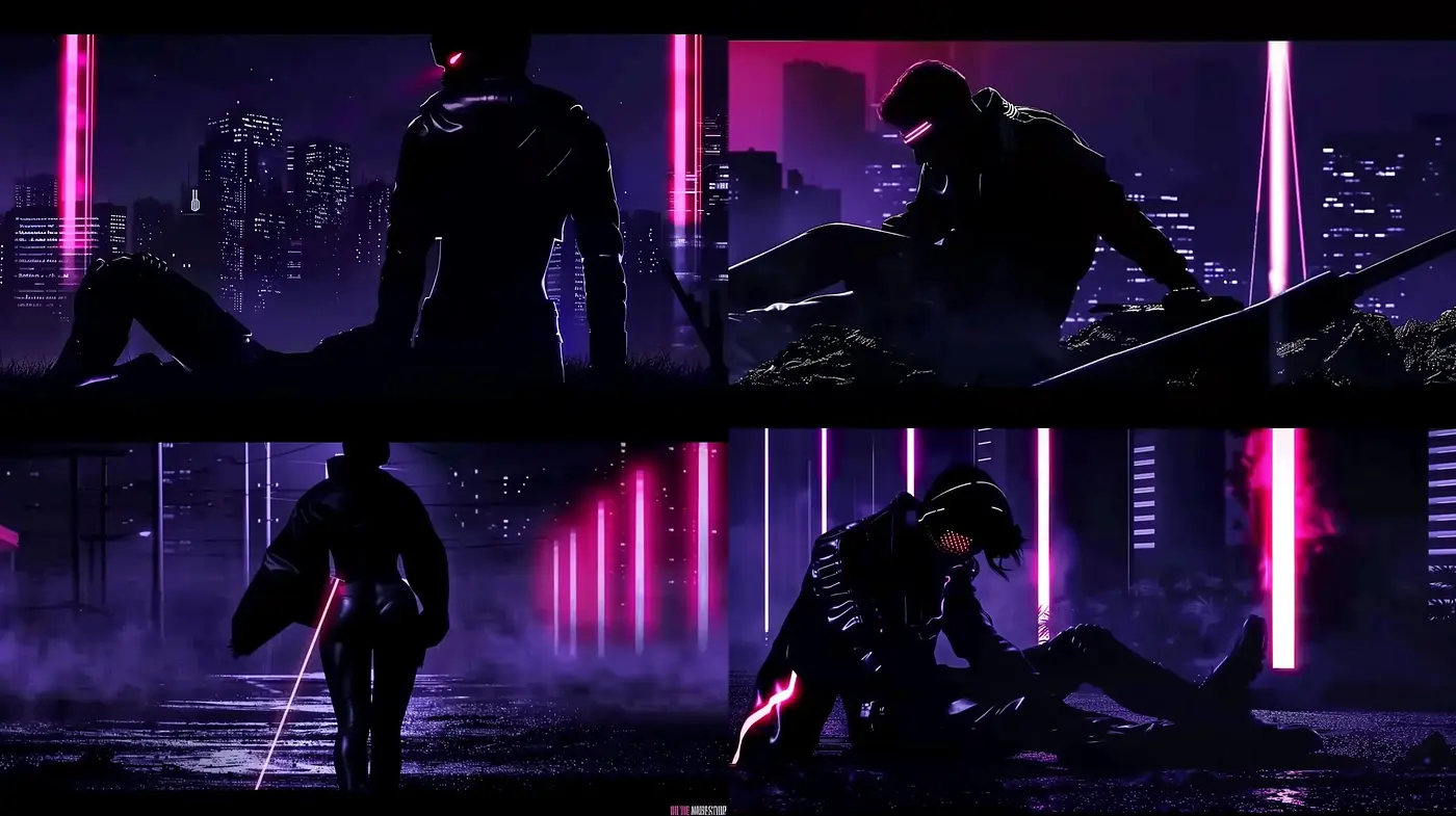 Neon Noir Cyberpunk Aesthetic - Midjourney sref style