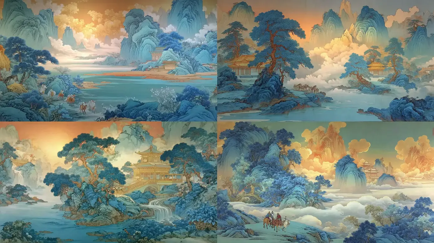 Serene and Dreamy Landscape with Harmonious Color Play - Midjourney sref style