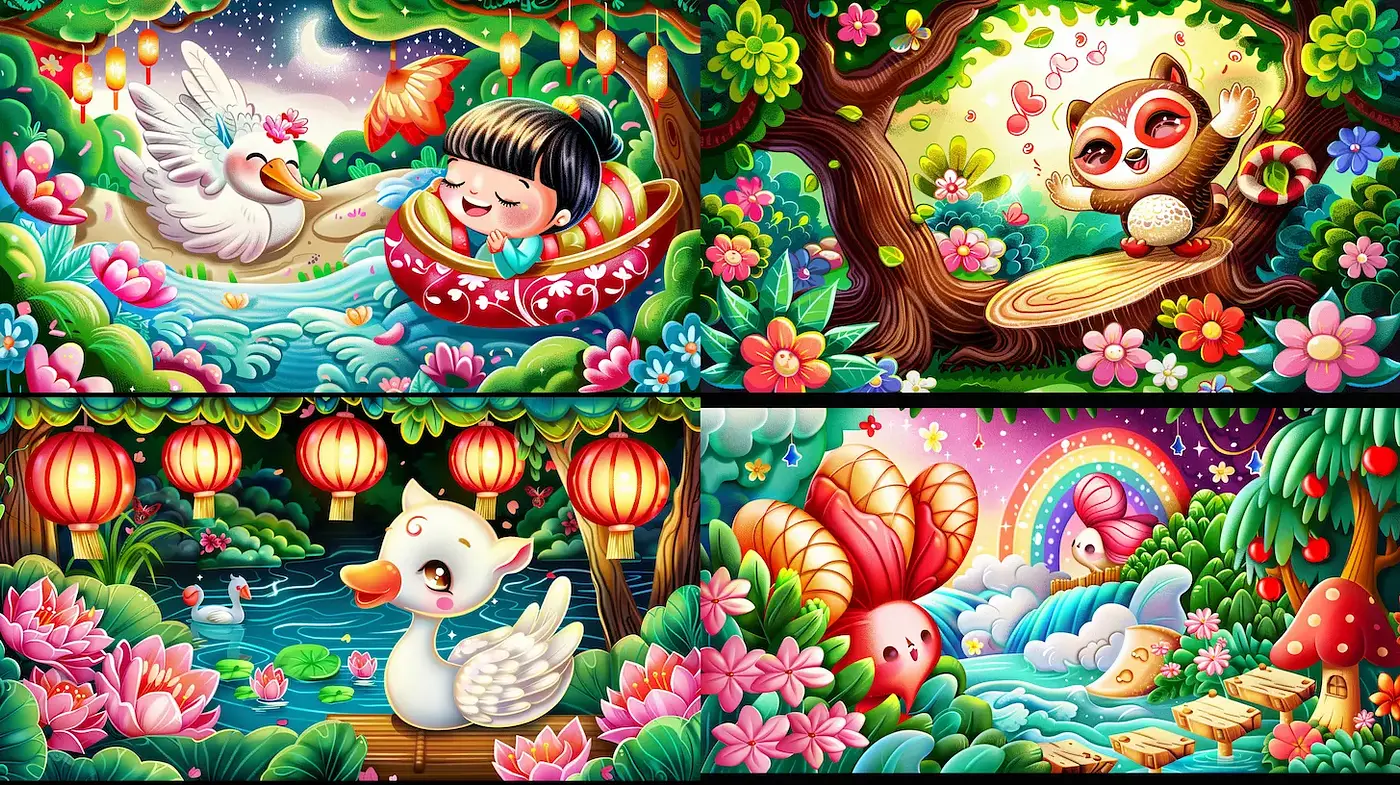 Bright and Whimsical Illustrations with Playful Elements - Midjourney sref style
